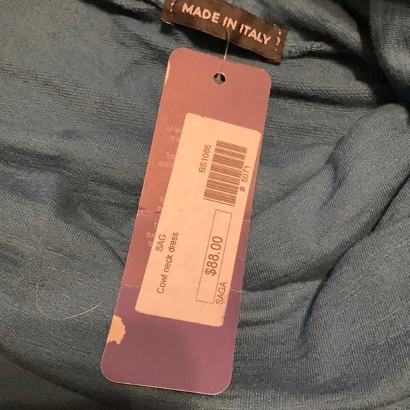 Made in Italy Cowl Neck Dress Teal Sz L//XL New!! - Picture 9 of 9